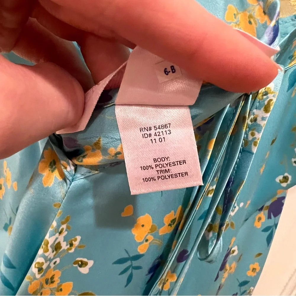 Vintage Y2K 2001 Victoria’s Secret Slip Dress Blue Yellow Lace Floral Small - Picture 9 of 9